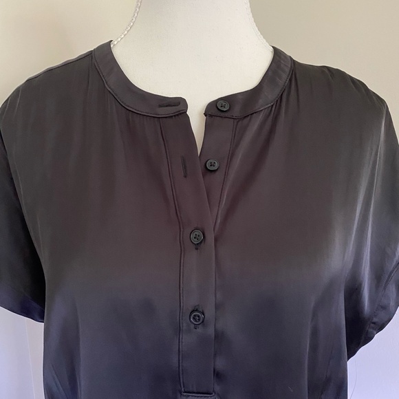 Old Navy Black Satin Short Sleeve Dolman Popover Blouse Top-Sz-M - Picture 3 of 12